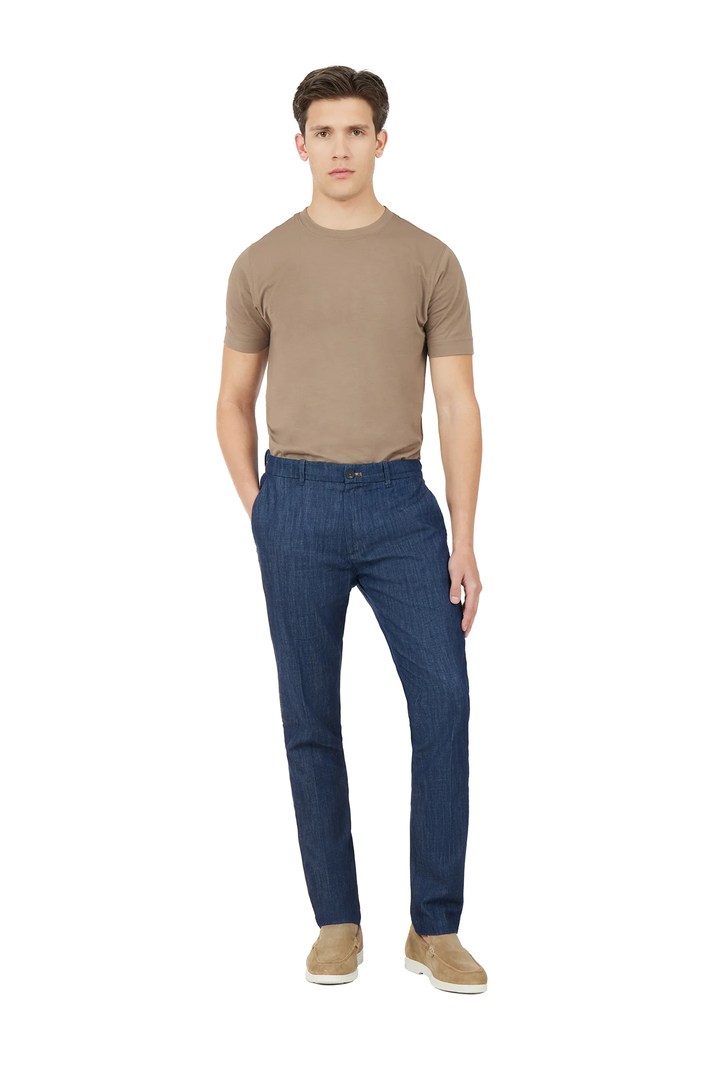 Pantaloni chinos effetto denim